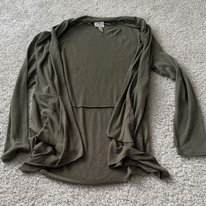Olive Green Open Front Cardigan-St John’s Bay